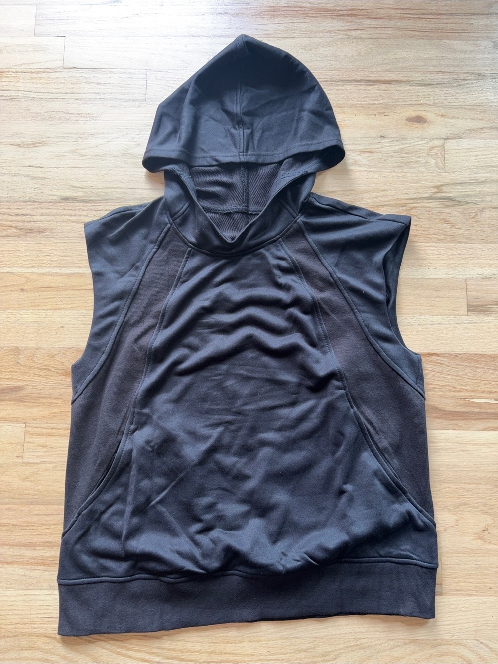 Sleeveless Hooded Active Top - Black